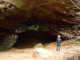 Grandgirl Hope Nichole in front of Rock House Cave