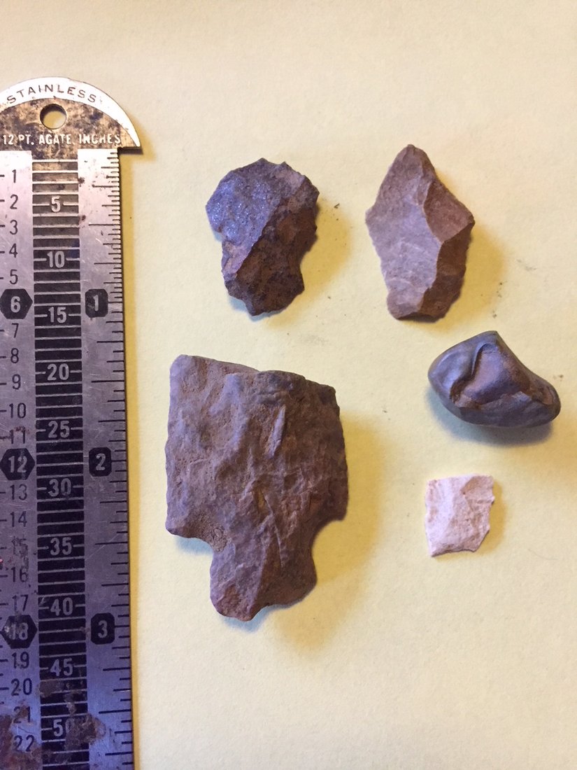 Caney Creek stemmed dart point, small tools, concretion and flake